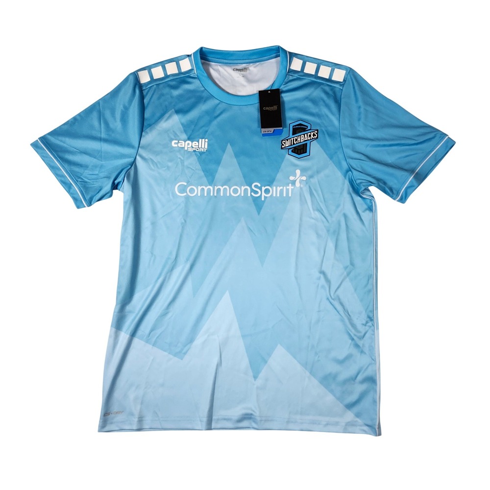Capelli Sport Colorado Springs Switchbacks Jersey Mens L Blue Bukele 1 AGA-8023